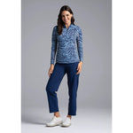 IBKUL Women's Cecilia Long Sleeve Mock Neck Top - Navy/Peri