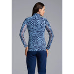 IBKUL Women's Cecilia Long Sleeve Mock Neck Top - Navy/Peri