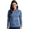 IBKUL Women's Cecilia Long Sleeve Mock Neck Top - Navy/Peri
