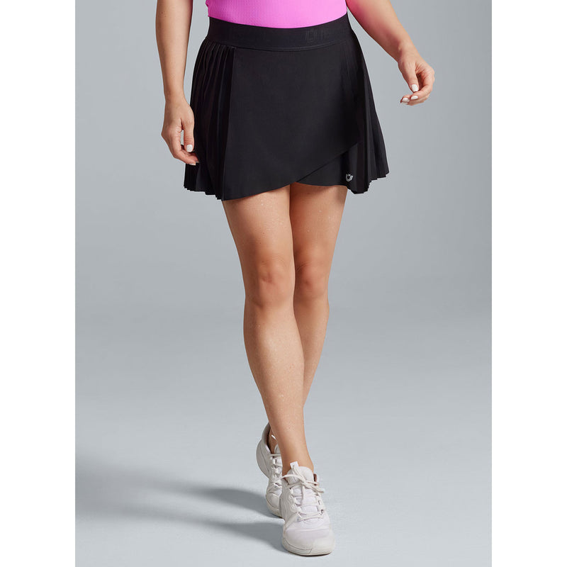 IBKUL Women's 13-Inch Solid Pleat Skort - Black