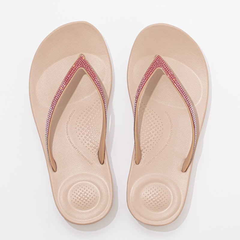 FitFlop Iqushion Sparkle Ombre Flip Flops Sandals - Beige Pink