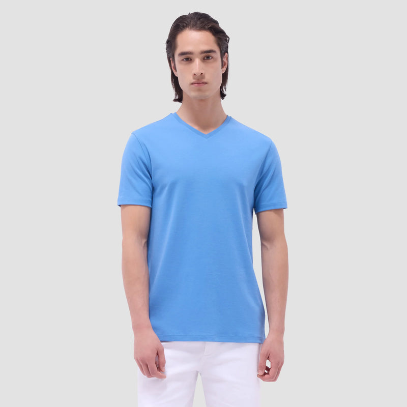 Bugatchi Holden Pima V-Neck T-Shirt - Classic Blue