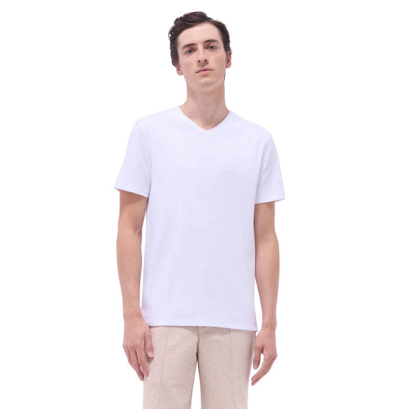 Bugatchi Holden Pima V-Neck T-Shirt - White