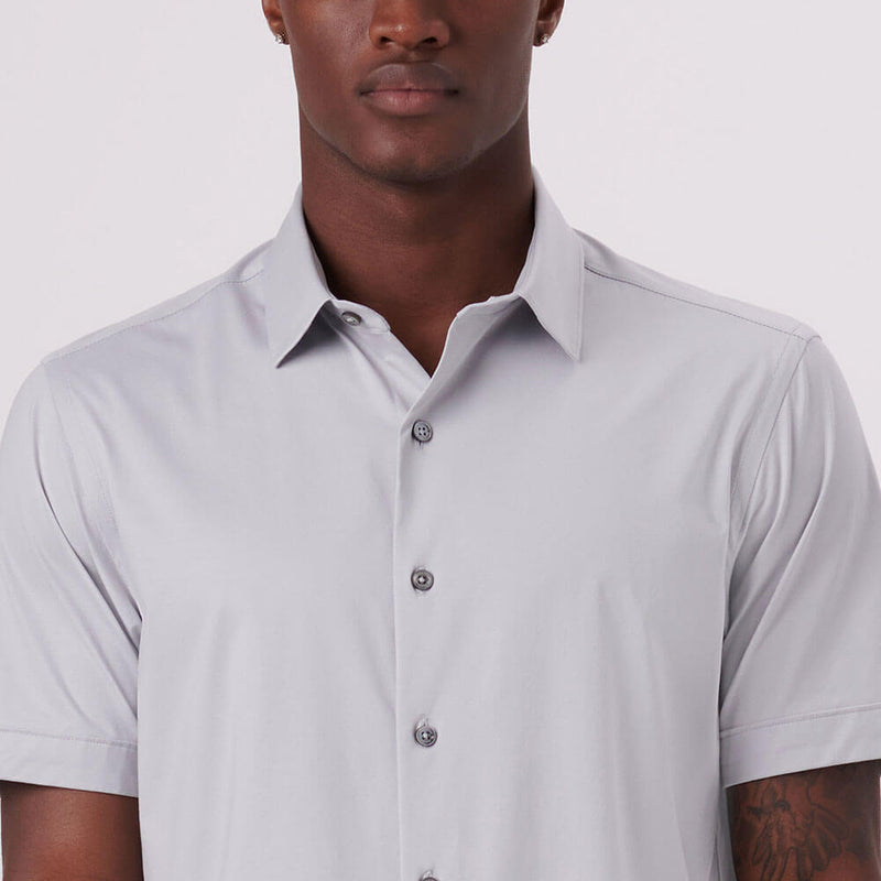 Bugatchi Ooohcotton Miles Short Sleeve Sport Shirt - Silver*