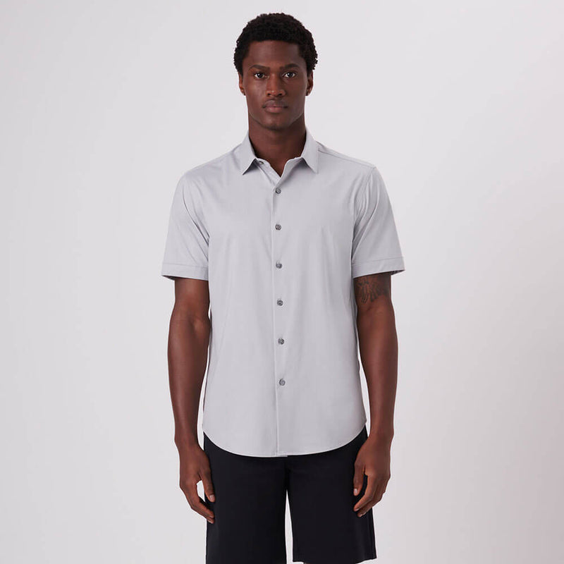Bugatchi Ooohcotton Miles Short Sleeve Sport Shirt - Silver*