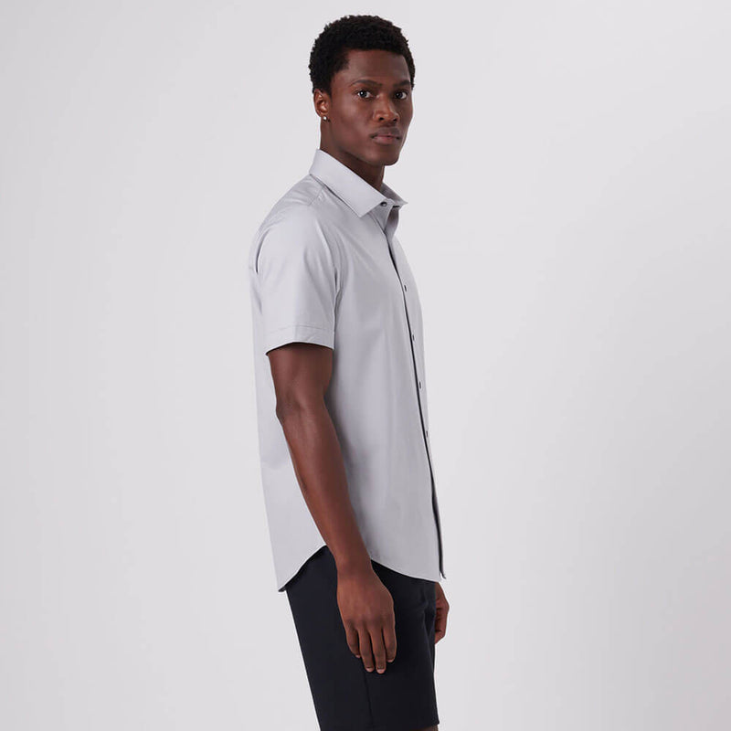 Bugatchi Ooohcotton Miles Short Sleeve Sport Shirt - Silver*