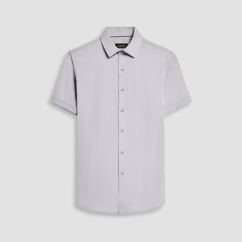 Bugatchi Ooohcotton Miles Short Sleeve Sport Shirt - Silver*