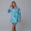 J Valdi Ocean V Neck Tunic Coverup - Turqouise / White