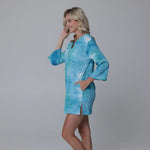 J Valdi Ocean V Neck Tunic Coverup - Turqouise / White