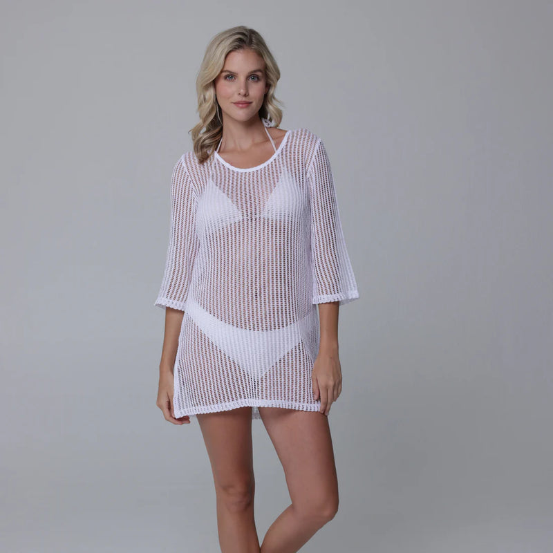 J Valdi Bora Scoop Neck Tunic Coverup - White