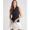 Peter Millar Women's Banded Sport Mesh Sleeveless Button  Polo Shirt - Black*
