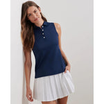 Peter Millar Women's Banded Sport Mesh Sleeveless Button  Polo Shirt - Navy*