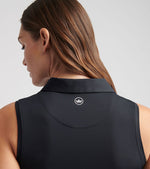 Peter Millar Women's Banded Sport Mesh Sleeveless Button  Polo Shirt - Black*