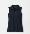 Peter Millar Women's Banded Sport Mesh Sleeveless Button  Polo Shirt - Black*