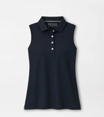 Peter Millar Women's Banded Sport Mesh Sleeveless Button  Polo Shirt - Black*