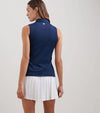Peter Millar Women's Banded Sport Mesh Sleeveless Button  Polo Shirt - Navy*