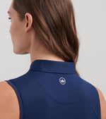 Peter Millar Women's Banded Sport Mesh Sleeveless Button  Polo Shirt - Navy*