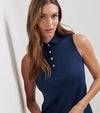Peter Millar Women's Banded Sport Mesh Sleeveless Button  Polo Shirt - Navy*