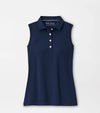 Peter Millar Women's Banded Sport Mesh Sleeveless Button  Polo Shirt - Navy*
