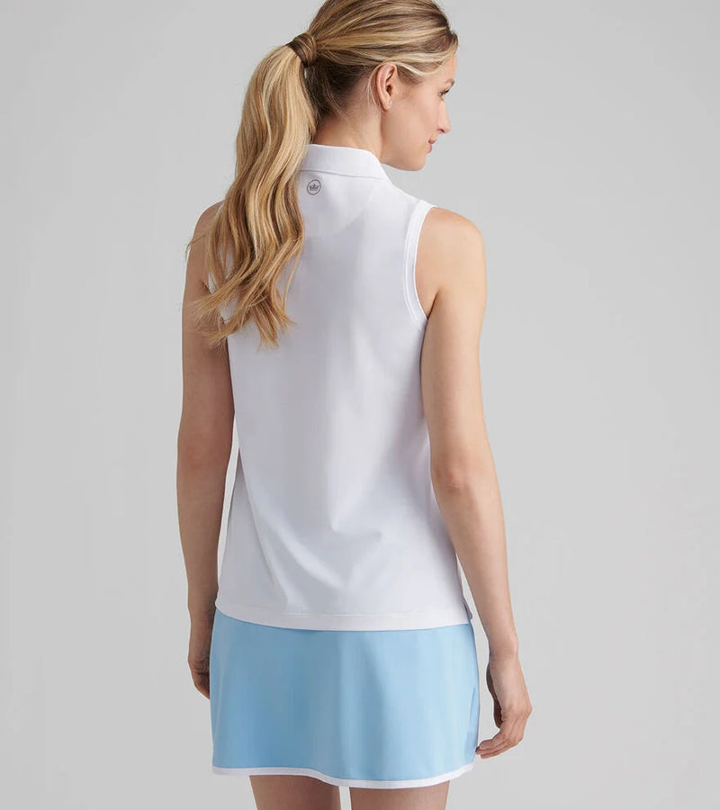Peter Millar Women's Banded Sport Mesh Sleeveless Button  Polo Shirt - White*