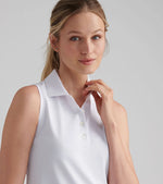 Peter Millar Women's Banded Sport Mesh Sleeveless Button  Polo Shirt - White*