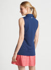 Peter Millar Women's Banded Sport Mesh Sleeveless Button Polo Top - Navy