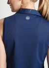 Peter Millar Women's Banded Sport Mesh Sleeveless Button Polo Top - Navy