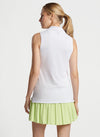 Peter Millar Women's Banded Sport Mesh Sleeveless Button Polo Top - White