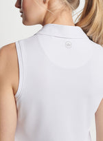 Peter Millar Women's Banded Sport Mesh Sleeveless Button Polo Top - White
