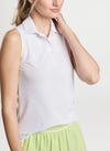 Peter Millar Women's Banded Sport Mesh Sleeveless Button Polo Top - White