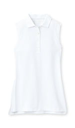 Peter Millar Women's Banded Sport Mesh Sleeveless Button Polo Top - White