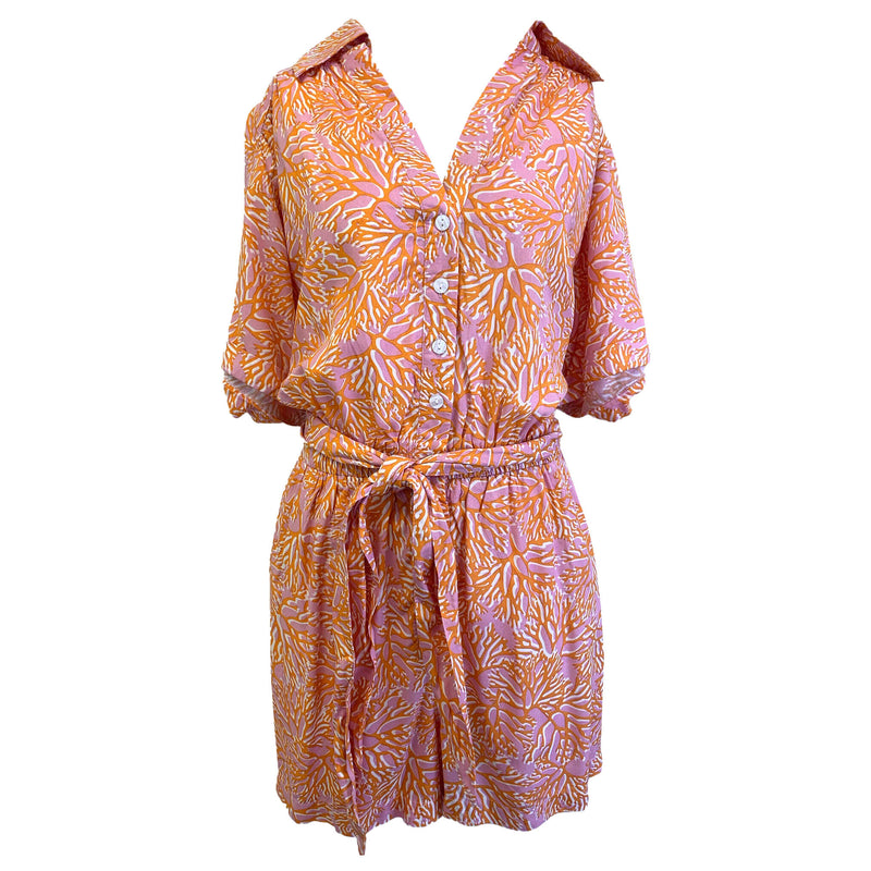 La Mer Luxe Short Sleeve Renee Romper - Bubble Gum Bermuda - FINAL SALE