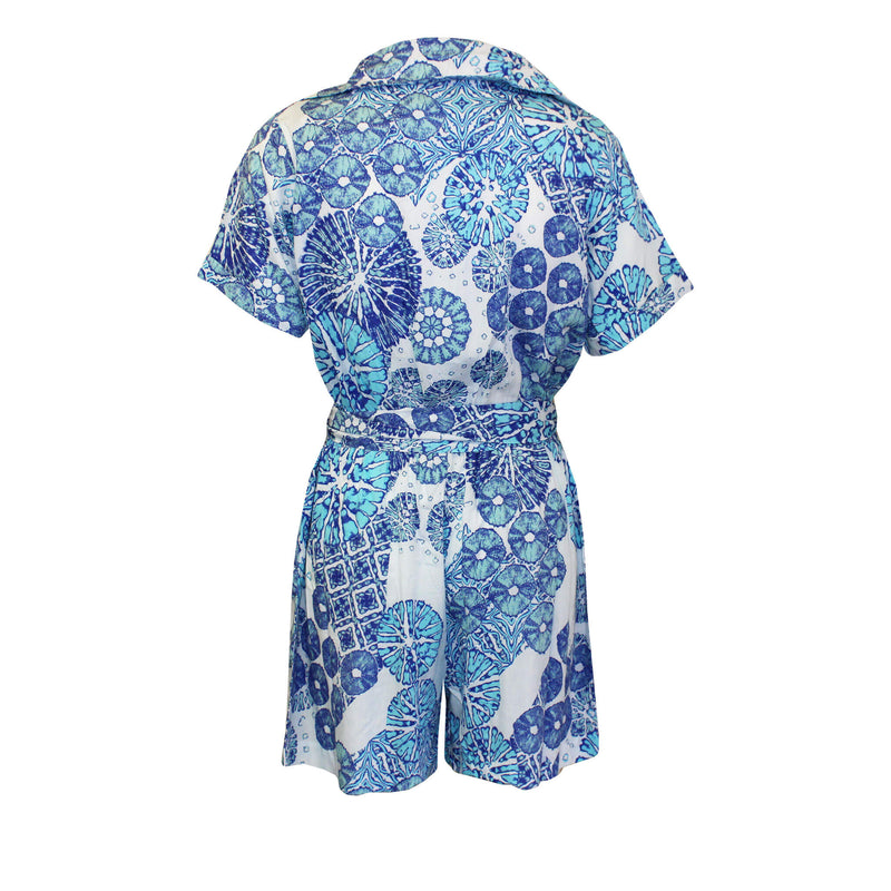 La Mer Luxe Short Sleeve Renee Romper - Periwinkle Sea Urchin - FINAL SALE