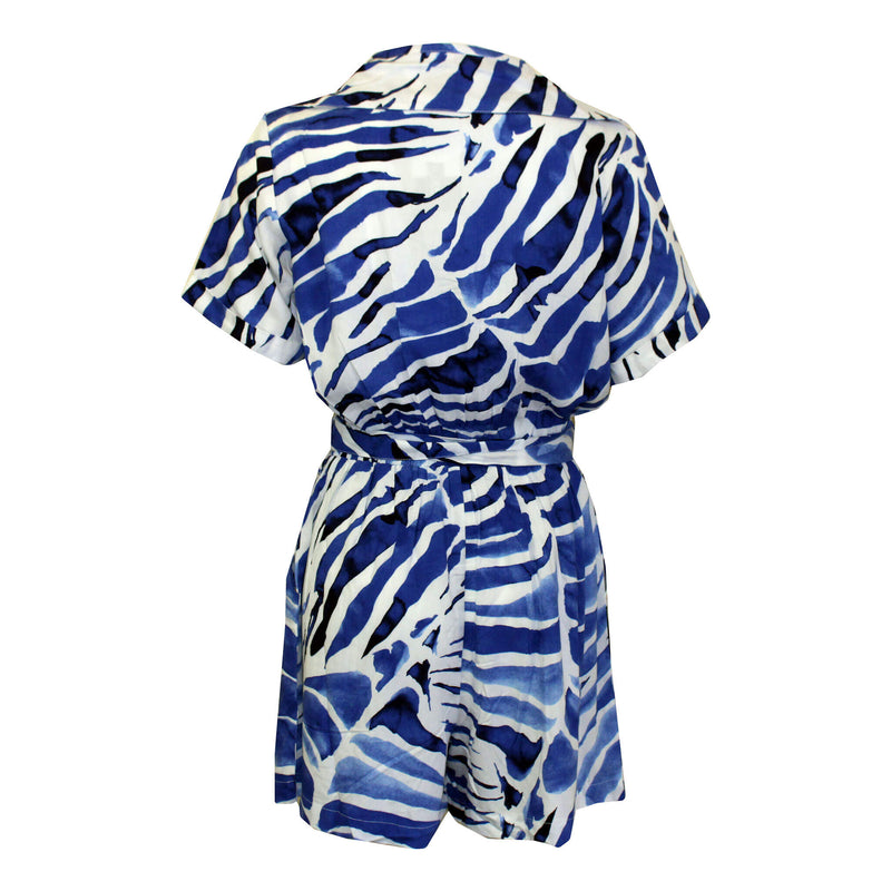 La Mer Luxe Short Sleeve Renee Romper - Navy Batik - FINAL SALE
