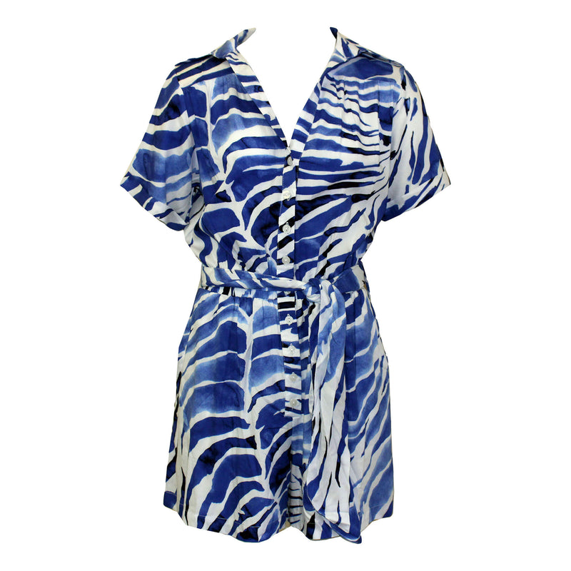 La Mer Luxe Short Sleeve Renee Romper - Navy Batik - FINAL SALE