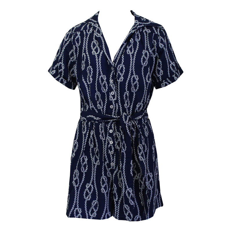 La Mer Luxe Short Sleeve Renee Romper - Navy Harbor - FINAL SALE