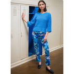 Lisette L Montreal Floral Blue Black Slim Ankle Pant - Multi - FINAL SALE
