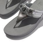 FitFlop Lulu Beaded Chain Leather Sandals - Silvereen