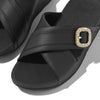FitFlop Lulu Crystal Buckle Leather Cross Slides Sandals - Black