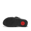 FitFlop Lulu Crystal Buckle Leather Cross Slides Sandals - Black