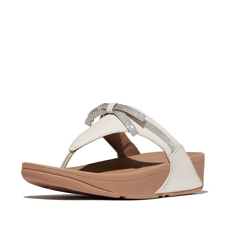 FitFlop Lulu Glitz Bow Leather Sandals - Paris Beige