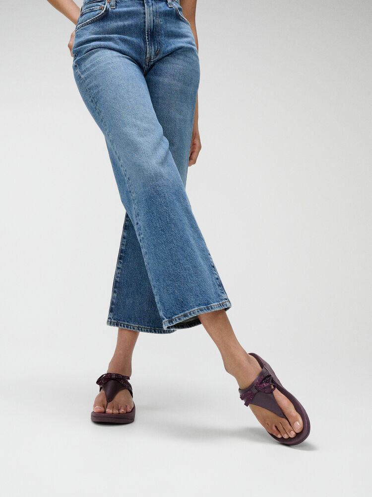 FitFlop Lulu Glitz Bow Leather Sandals - Plumberry