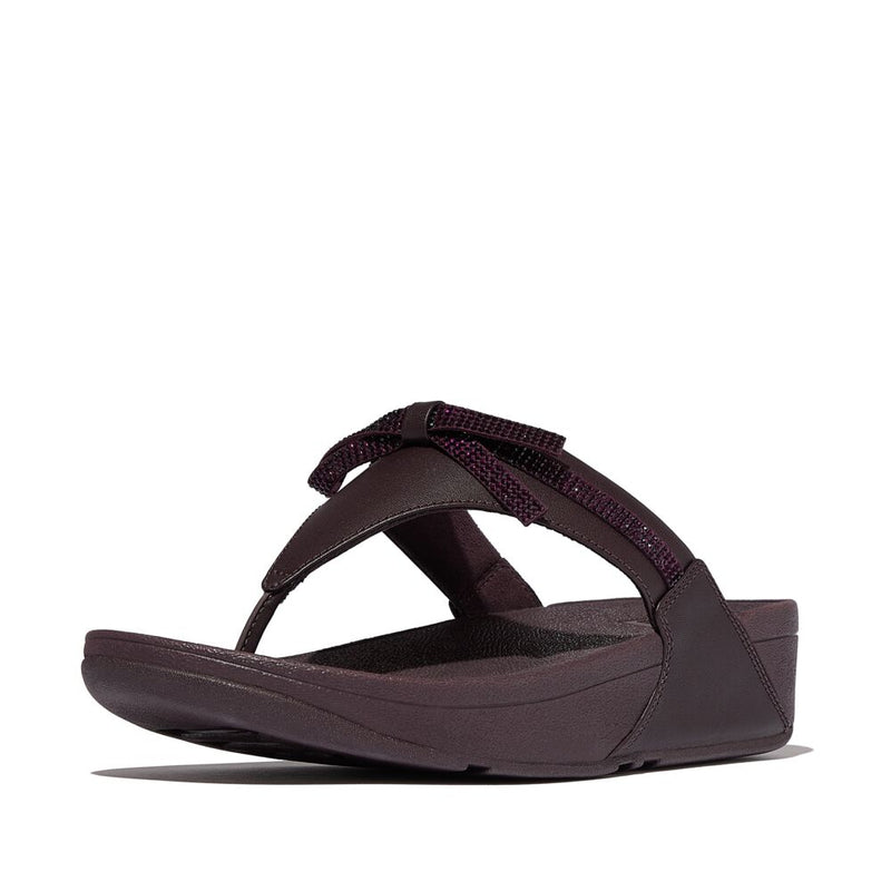 FitFlop Lulu Glitz Bow Leather Sandals - Plumberry
