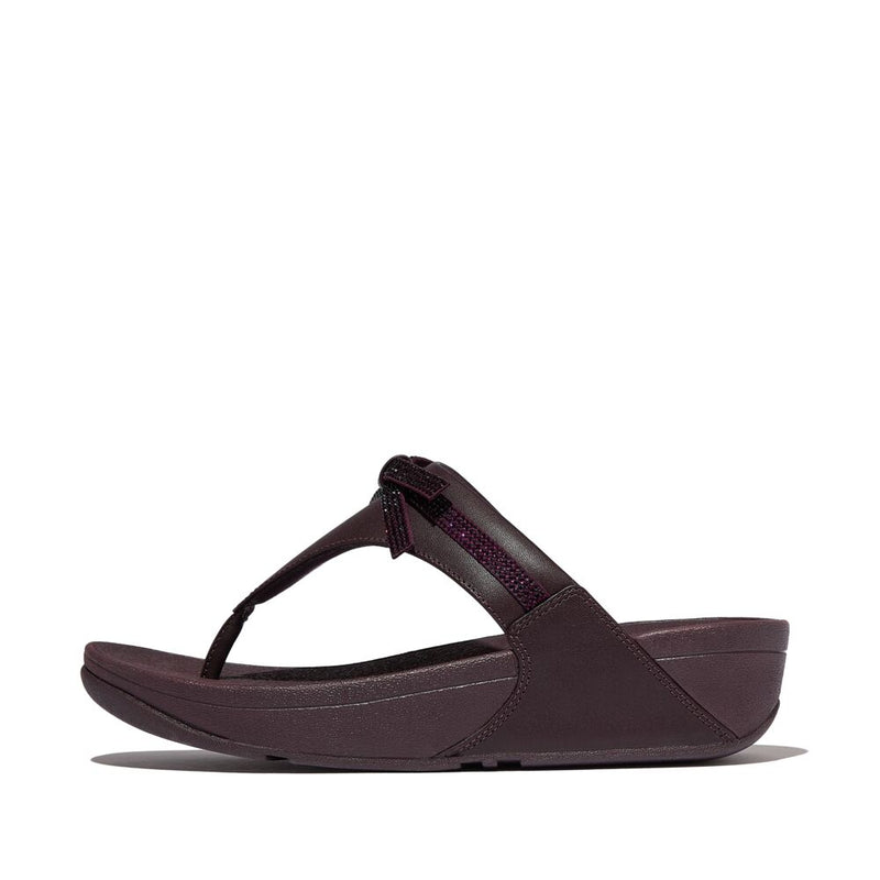 FitFlop Lulu Glitz Bow Leather Sandals - Plumberry