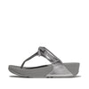 FitFlop Lulu Glitz Bow Leather Sandals - Silvereen