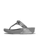 FitFlop Lulu Glitz Bow Leather Sandals - Silvereen