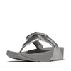 FitFlop Lulu Glitz Bow Leather Sandals - Silvereen