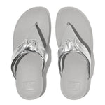FitFlop Lulu Padded-Knot Metallic-Leather Toe-Post Sandals - Silver