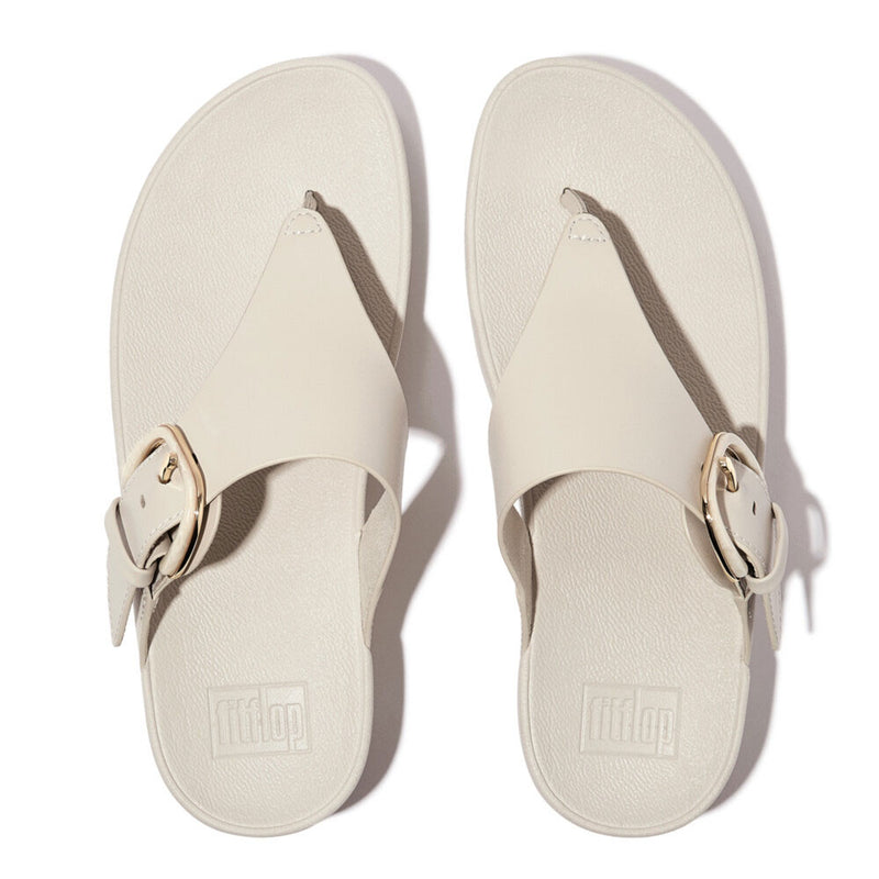 FitFlop Lulu Resin Buckle Leather Sandals - Paris Beige