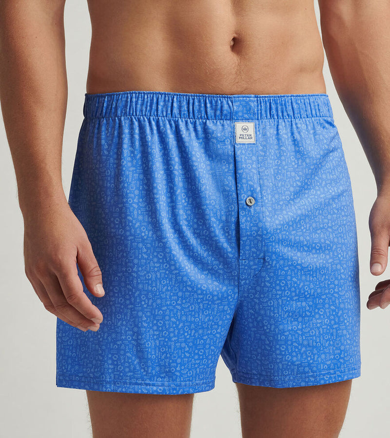 Peter Millar Men's Toga Party Performance Boxers - Blue Sea